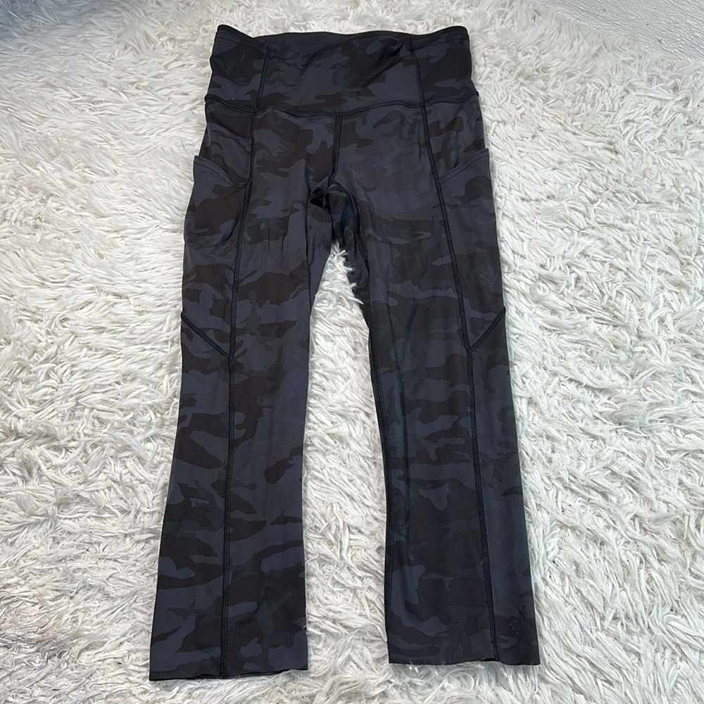 Lululemon Fast and Free Crop II 19" *Non-Reflective Incognito Camo Multi Grey
